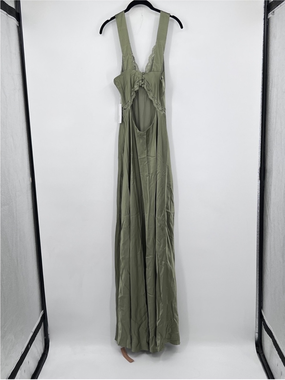 Reformation Chania Artichoke Silk Olive Green Slip Maxi Lace NWT Gown Dress XL - Picture 8 of 13